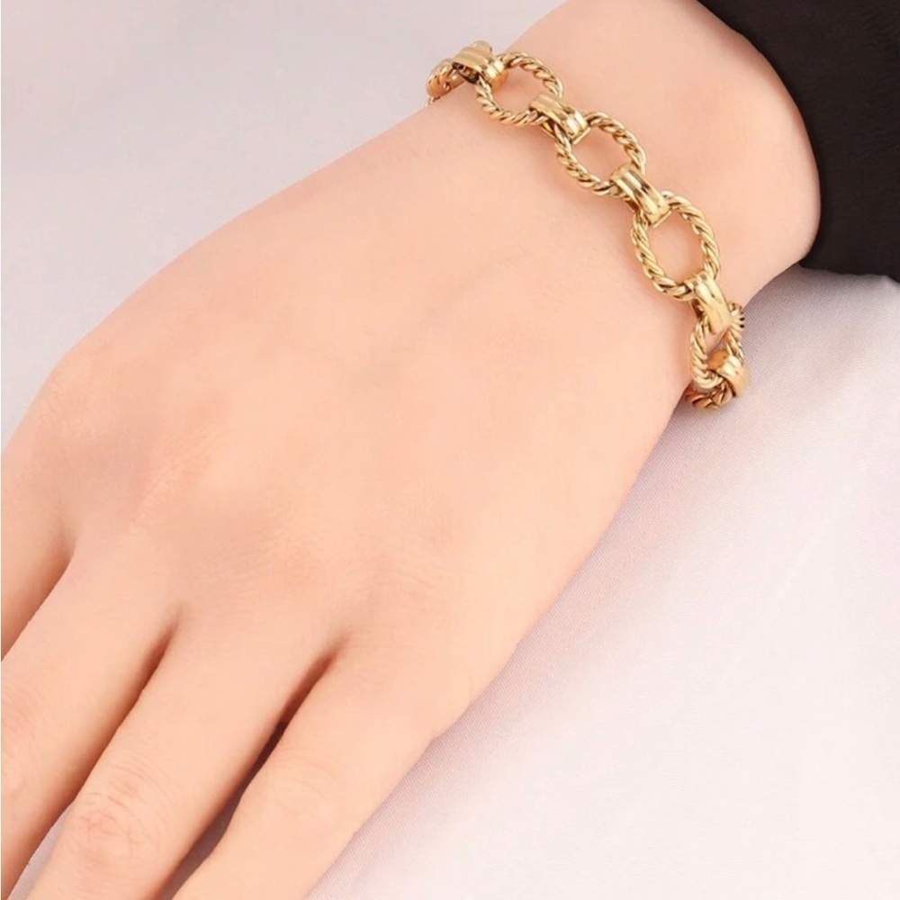 Gold Plated Stainless Steel Chain Bracelet - Picture 2 of 2